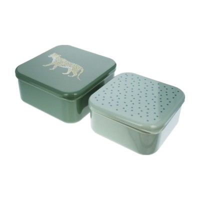 Lot de 2 lunch box kaki Léopard