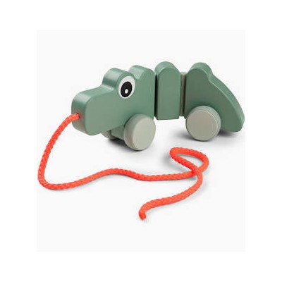 Pull along wiggle toy croco green done by deer
