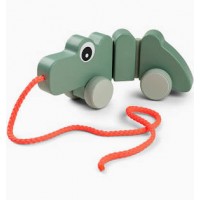 Pull along wiggle toy croco green done by deer